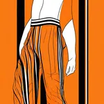 orange slacks with black vertical stripes image